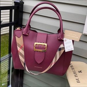 Authentic Burberry Medium Buckle Leather Tote